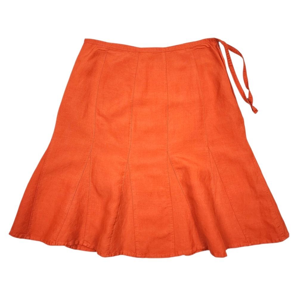 Sherry Taylor Orange Ramie Rayon A-Line Mini Skirt Size M Coastal Summer